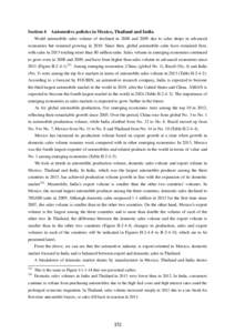 Section 4  Automotive policies in Mexico, Thailand and India World automobile sales volume of declined in 2008 and 2009 due to sales drops in advanced economies but resumed growing in[removed]Since then, global automobile 