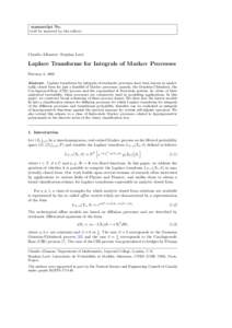 manuscript No. (will be inserted by the editor) Claudio Albanese · Stephan Lawi  Laplace Transforms for Integrals of Markov Processes