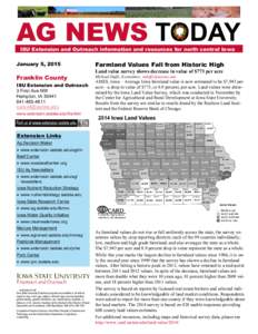 AG NEWS TODAY ISU Extension and Outreach information and resources for north central Iowa January 5, 2015  Franklin County