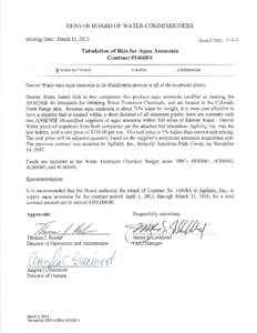 March 13, 2013 Board agenda item: Tabulation of Bids for Aqua Ammonia