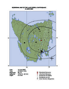 ISOSEISMAL MAP OF THE LAKE SORELL EARTHQUAKE 15 JUNE