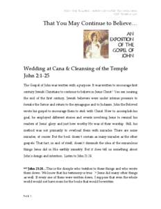 Canonical Gospels / Marriage at Cana / Miracles attributed to Jesus / Wedding / Mark 1 / John 2 / Jesus / Life of Jesus in the New Testament / The Wedding at Cana / Religion / New Testament / Christianity