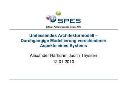 Umfassendes Architekturmodell – Durchgängige Modellierung verschiedener Aspekte eines Systems Alexander Harhurin, Judith Thyssen
