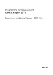 Programme for Government Annual Report 2015 Government for National RecoveryMarch 2015