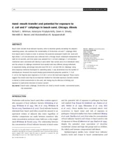 Journal of Water and Health | 07.4 | Hand –mouth transfer and potential for exposure to E. coli and F+ coliphage in beach sand, Chicago, Illinois