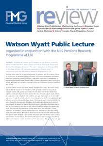 review Number 63 OctoberWatson Wyatt Public Lecture 3 Forthcoming Conference 4 Discussion Papers 7 Special Papers 8 Forthcoming Discussion and Special Papers 9 Capital