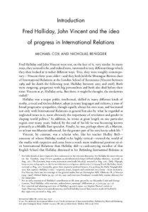 Introduction Fred Halliday, John Vincent and the idea of progress in International Relations
