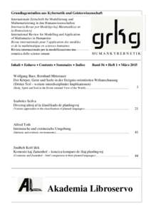 Grundlagenstudien aus Kybernetik und Geisteswissenschaft Internationale Zeitschrift für Modellierung und Mathematisierung in den Humanwissenschaften Internacia Revuo por Modeligo kaj Matematikizo en la Homsciencoj Inter