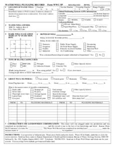 WATER WELL PLUGGING RECORD     Form WWC-5P     Division of Water Resources; App