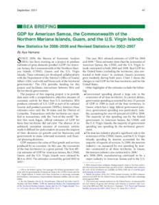 GDP for American Samoa, CNMI, Guam, and the U.S. Virgin Islands