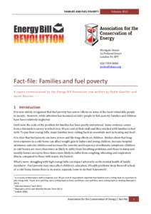 FAMILIES AND FUEL POVERTY  February 2013 Westgate House 2a Prebend Street