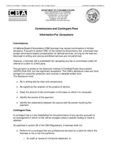 Commissions and Contingent Fees - Information For Consumers