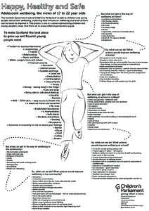 Adolescent wellbeing, the views of 17 to 22 year olds The Scottish Government asked Children’s Parliament to talk to children and young people about their wellbeing, exploring what influences wellbeing and what actions