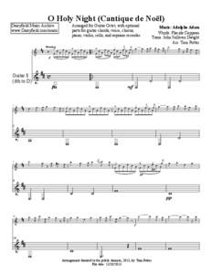 O Holy Night (Cantique de Noël) Arranged for Guitar Octet, with optional parts for guitar chords, voice, chorus, piano, violin, cello, and soprano recorder  Daisyfield Music Archive