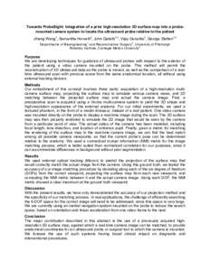 Towards ProbeSight: Integration of a prior high-resolution 3D surface map into a probemounted camera system to locate the ultrasound probe relative to the patient Jihang Wang1, Samantha Horvath2, John Galiotti1,3, Vijay 