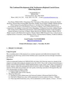 Integrated Ocean Observing System / National Oceanic and Atmospheric Administration / Argo / National Estuarine Research Reserve / Maine / Woods Hole Oceanographic Institution / Marine spatial planning / Alliance for Coastal Technologies / Oceanography / Physical geography / Earth