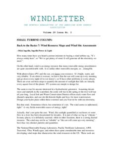 WINDLETTER  THE MONTHLY NEWSLETTER OF THE AMERICAN WIND ENERGY ASSOCIATION Volume 29 Issue No. 3