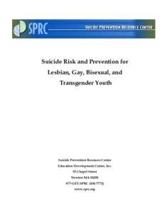 Preventing Suicide among Gay, Lesbian, Bisexual, Transgendered, and Questioning Youth and Young Adults: