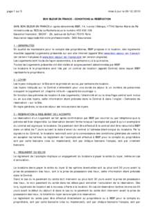 page 1 sur 5  mise à jour leBON SEJOUR EN FRANCE – CONDITIONS de RESERVATION  SARL BON SEJOUR EN FRANCE ci-après dénommée BSEF, 14, rue de l’Abbaye, 17740 Sainte-Marie de Ré