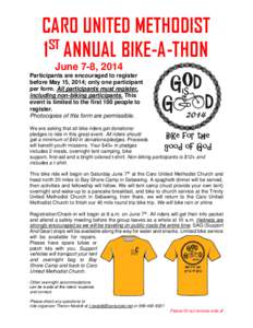 CARO UNITED METHODIST ST 1 ANNUAL BIKE-A-THON