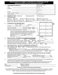 APPLICATION FOR A PERMIT TO CONSTRUCT A WATER WELL IN THE UPPER ELKHORN NATURAL RESOURCES DISTRICT 1. DNR AND NRD USE ONLY