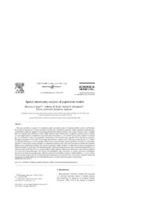 Ecological Modelling–27  Spatial uncertainty analysis of population models Henriette I. Jagera,∗ , Anthony W. Kinga , Nathan H. Schumakerb , Tom L. Ashwooda , Barbara L. Jacksona a