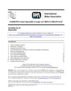 Environmental engineering / Science and technology / International Association for Hydro-Environment Engineering and Research / Drainage / International Water Association / Stormwater / Hydrology / Fax / Natural environment / Economy