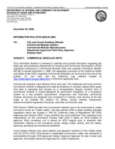 STATE OF CALIFORNIA -BUSINESS, TRANSPORTATION AND HOUSING AGENCY  Arnold Schwarzenegger, Governor DEPARTMENT OF HOUSING AND COMMUNITY DEVELOPMENT DIVISION OF CODES AND STANDARDS