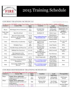 2015 Training Schedule COURSE TRAINING SCHEDULE Last UpdatedTo sign up for COURSES contact Noni Dalton, Course Coordinator ator 