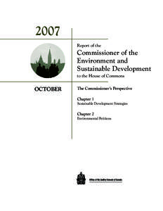 Report of the Commissioner Environment and Sustainable Development to the House of Commons—October 2007