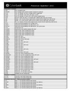 Product List - September 1, 2012 Contact Videx for pricing or for the name of an Access Partner that can help you. STANDARD CYLINDERS CL-6P1 6-pin, Schlage® format