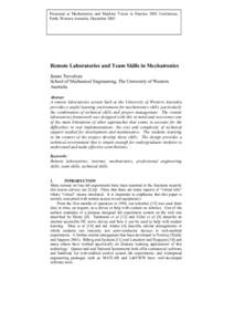 Remote Laboratories and Team skills in mechatronics