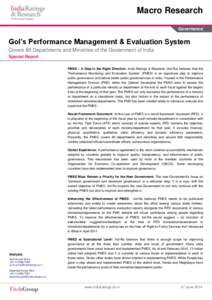 Macro Research Governance GoI’s Performance Management & Evaluation System Covers 80 Departments and Ministries of the Government of India Special Report