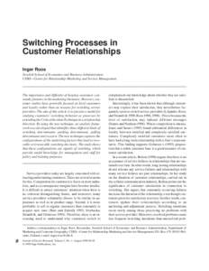 JOURNAL OF SERVICE Roos RESEARCH / SWITCHING / August PROCESSES