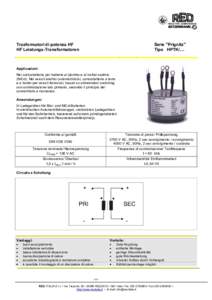 INDUCTIVE COMPONENTS  Trasformatori di potenza HF HF Leistungs-Transformatoren  Serie 