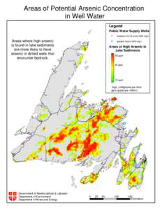 Areas of Potential Arsenic Concentration in Well Water Legend Public Water Supply Wells between[removed]and[removed]mg/L