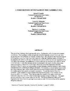 A BRIEF HISTORY OF TSUNAMIS IN THE CARIBBEAN SEA James F. Lander National Geophysical Data Center