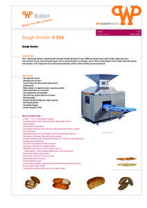 WP BAKERYGROUP  Dough Divider V 500 V 500 Dough Divider