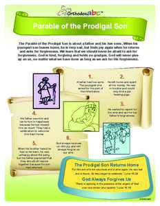Parable of the Prodigal Son The Parable of the Prodigal Son is about a father and his two sons. When his youngest son leaves home, he is very sad, but finds joy again when he returns and asks for forgiveness. We learn th