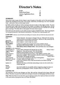 Director’s Notes Script Piano-Vocal Score Licence Application Form Index