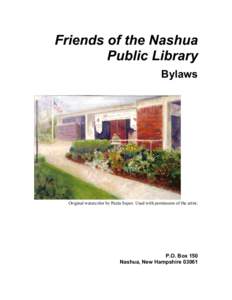 Friends of the Nashua  Public Library  Bylaws  Original watercolor by Paula Super. Used with permission of the artist. 