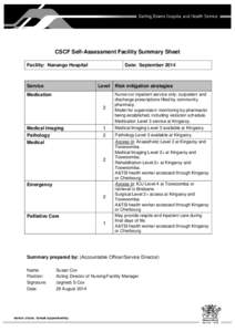 Nanango - CSCF Self-Assessment Facility Summary Sheet - Darling Downs Hospital and Health Service