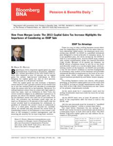 Pension & Beneﬁts Daily ™  Reproduced with permission from Pension & Benefits Daily, 109 PBD, [removed], [removed]Copyright 姝 2013 by The Bureau of National Affairs, Inc[removed]http://www.bna.com  View