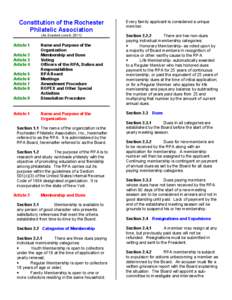 Constitution of the Rochester Philatelic Association (As Enacted June 9, 2011)