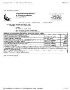 Page 1 of 1  Campaign Finance Receipts and Expenditures Report Print this form or Go Back