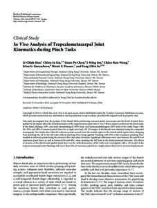 In Vivo Analysis of Trapeziometacarpal Joint  Kinematics during Pinch Tasks