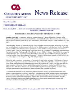 COMMUNITY ACTION  News Release OF SOUTHERN KENTUCKY Cheryl H. Allen, CEO