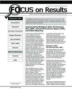 FOCUS on Results Guidance & Technical Assistance Office of Special Education and Early Intervention Services  September 2008