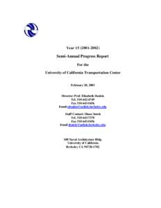 Year[removed]Semi-Annual Progress Report For the University of California Transportation Center February 20, 2003