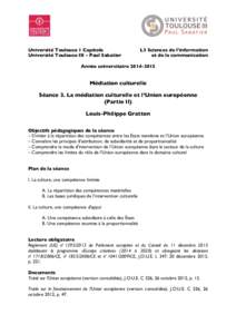 Université Toulouse 1 Capitole Université Toulouse III – Paul Sabatier L3 Sciences de l’information et de la communication